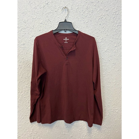 Men's Woolrich Maroon Long Sleeve 1/4 Button Down Shirt Size / Under Shirt Large - Picture 1 of 6